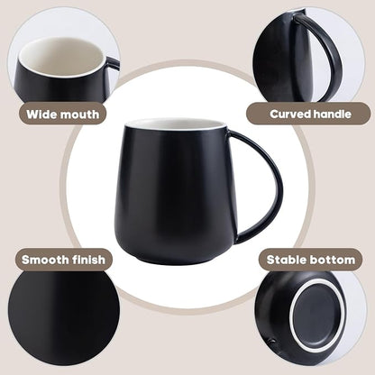 Eyoriza 15Oz Matte Ceramic Coffee Mug, Big Handle, Microwave and Dishwasher Safe - Image 3