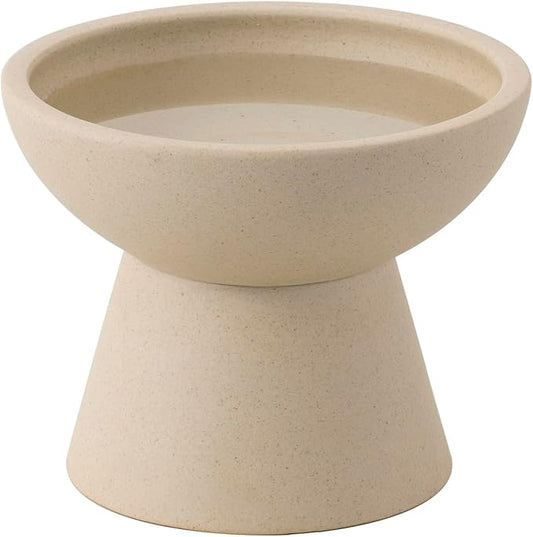 Extra Wide Elevated Ceramic Cat Water Bowl - 6.2" Deeper Dish for Whisker Fatigue Relief, 5" Height for Easy Feeding, Lead & Cadmium Free, Durable Raised Cat Bowls, Pottery Clay (Not Glazed)