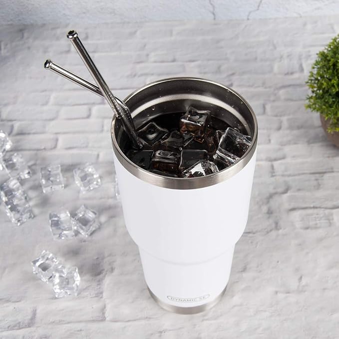 D·S 30oz White Tumbler Double Wall Vacuum Insulated Travel Coffee Mug | Double - Image 4