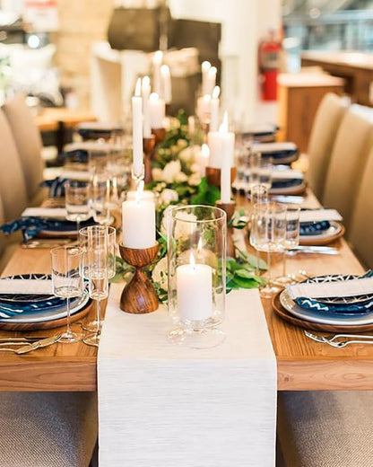 White Table Runners 2 Packs 13x108 Inch Burlap Linen Boho Table Runner | Rustic - Image 5