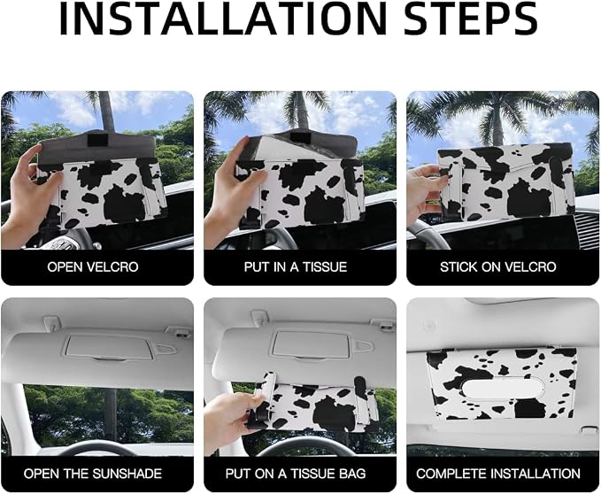 Cow Print Car Accessory for Women, Premium Tissues Holder, Car Napkins Box | - Image 7
