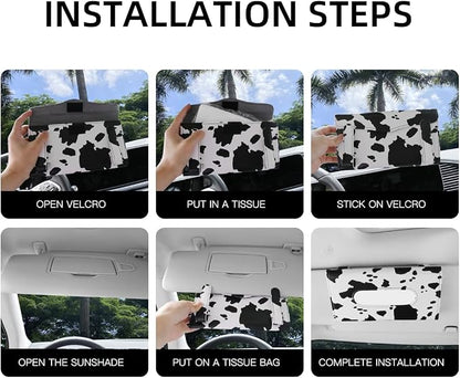 Cow Print Car Accessory for Women, Premium Tissues Holder, Car Napkins Box | - Image 7
