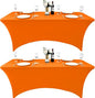 2-Pack 8ft Spandex Table Covers for Rectangle Folding Tables - Washable Elastic Tablecloth - Ultimate Fitted Table Protector for Birthday Parties, Trade Shows, Banquet