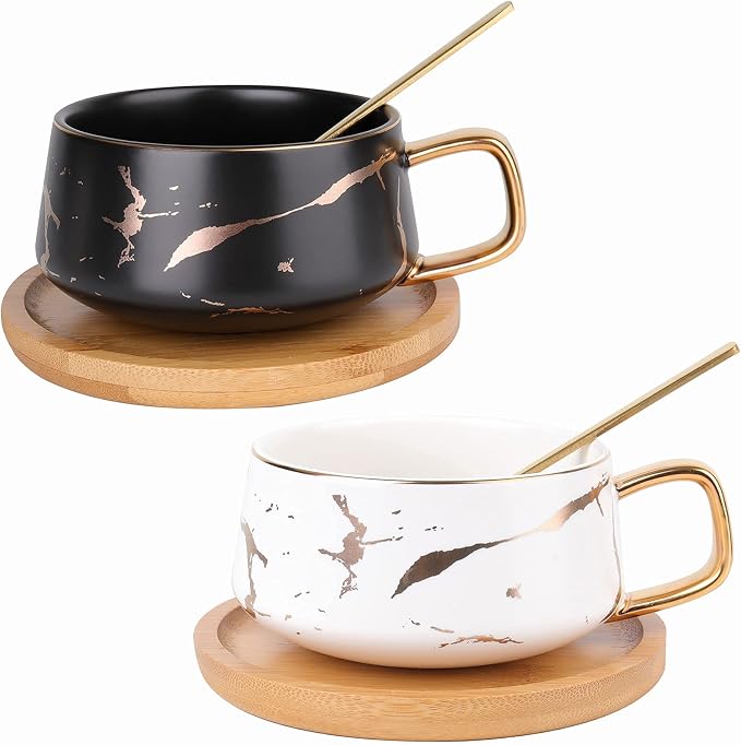 Peohud 2 Pack Ceramic Tea Coffee Cup, 10 OZ Coffee Mug - Image 5