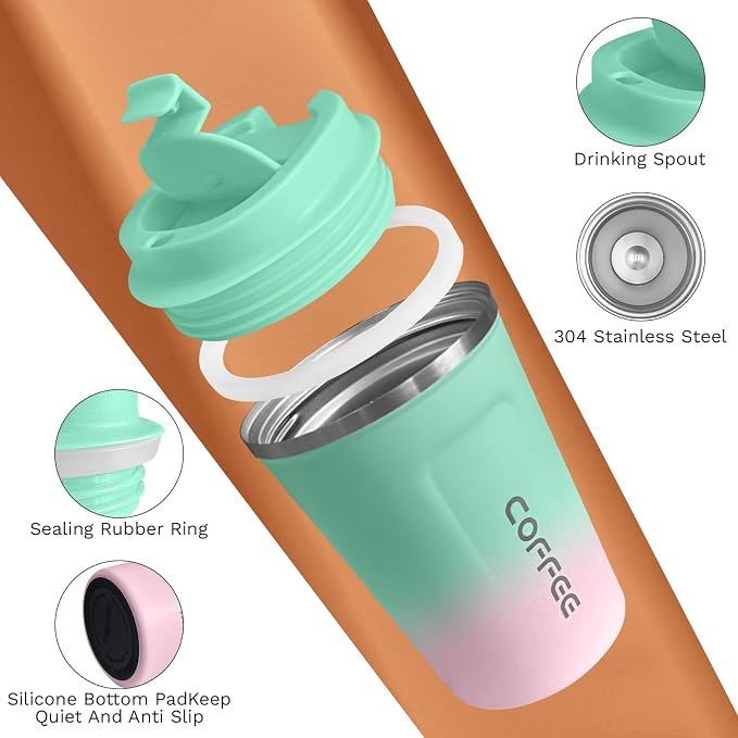 SPLMIFA Travel Coffee Mug Leak-Proof, Reusable Coffee Cups - Image 3