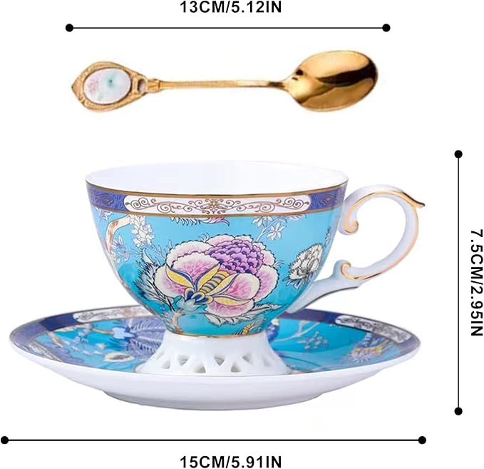 ACMLIFE Bone China Tea Cups, Tea Cup and Saucer Set - Image 2