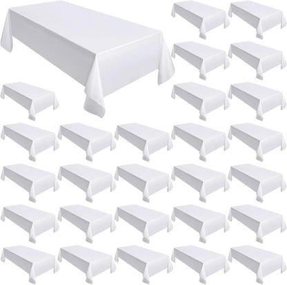 Moukeren 30 Pack Rectangle Tablecloths 58 x 102 Inch Table Cloth Reusable Washable Polyester Table Clothes Bulk for 6 ft Tables for Wedding, Party, Restaurant (White)