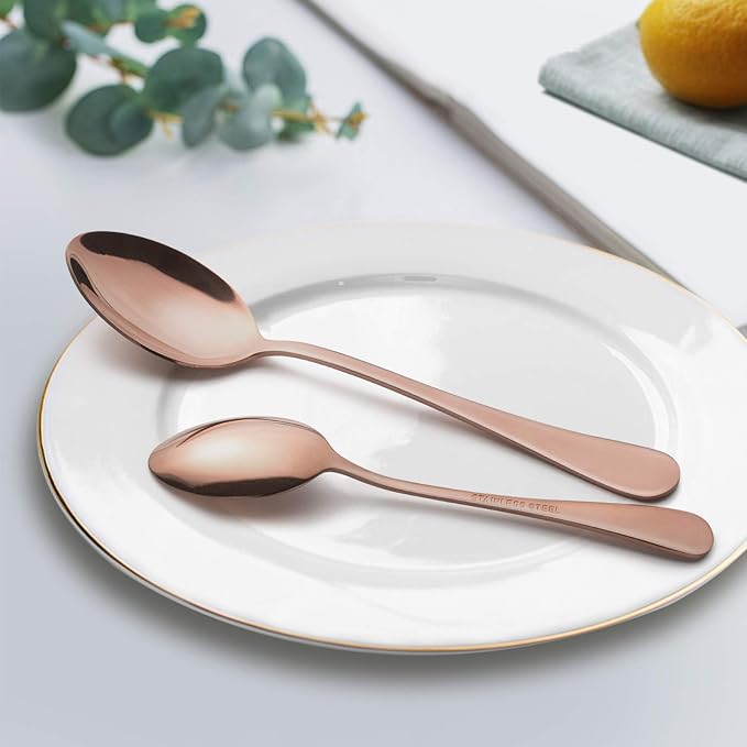 LIANYU Copper Silverware Flatware Set, 20 Piece Stainless Steel Cutlery Set | - Image 5