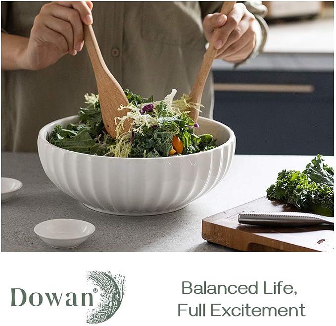 DOWAN 9.8'' Serving Bowls, 86 oz Large Salad Bowl, Ceramic Serving Dishes - Image 3