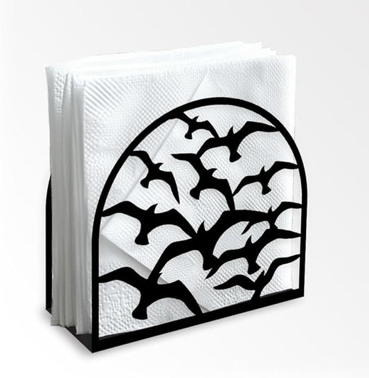 Flock of Birds Decorative Black Metal Napkin Holder for Table, 5.3" x 4.9" x 1.9" Animal Birds Standing Napkin Holder for Home Kitchen Restaurant Picnic Party Coffee Bar Dining Room