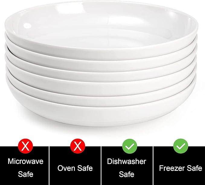 Fasmov Melamine Pasta Bowls, 6 Pack 10 inches 47 Oz Large Salad Serving Bowls - Image 3