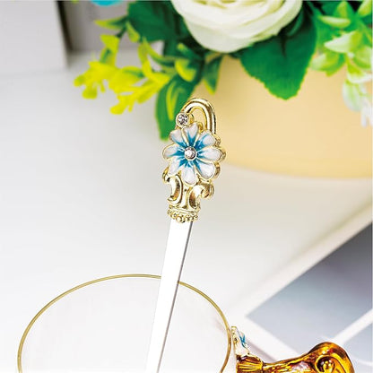 Flower Tea Cup, Butterfly Daisy Clear Glass Fancy Coffee Mug - Image 6