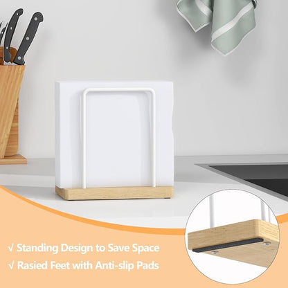 STWWO Napkin Holder for Table, Wood Metal Napkin Holder for Kitchen Dining | - Image 3