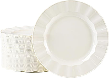 72 Pack Ivory Plastic Plates, Thanksgiving by NZVCNTableware