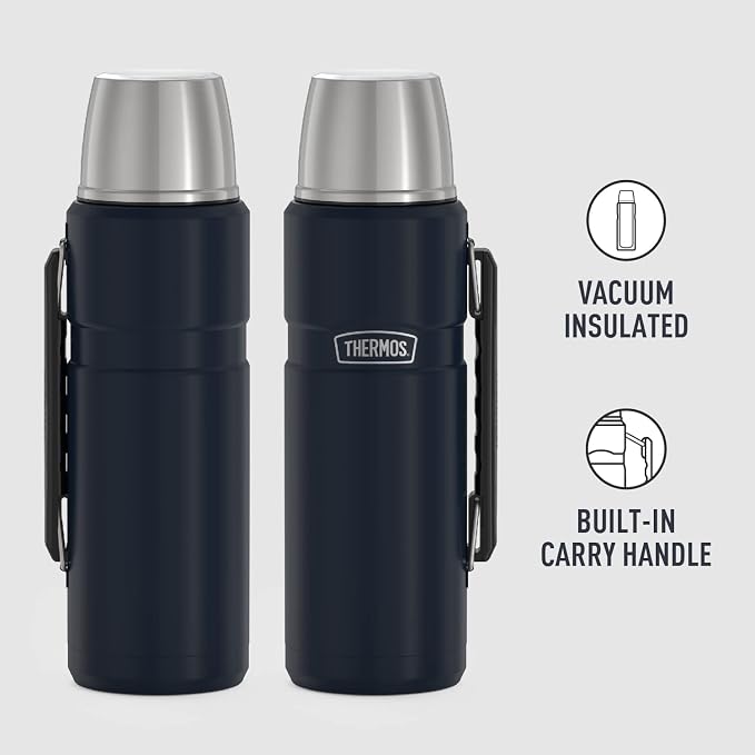 THERMOS Stainless King Vacuum-Insulated Beverage Bottle, 40 Ounce, Midnight Blue - Image 2
