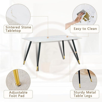 Dining Room Table Set for 4,Dining Table Set for 4, Sintered Stone Kitchen Table Top and Modern Chairs Set of 4 for Kitchen Dining Room
