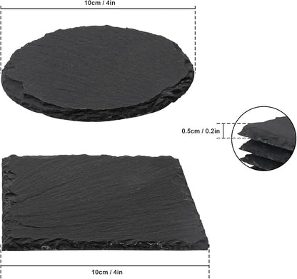 30 Pack 4 Inch Slate Coasters,Black Stone Coasters with Anti-Scratch Bottom, Ideal for Home Decor, Bar, Housewarming Gifts, and Laser Engraving KUKLIPJIM