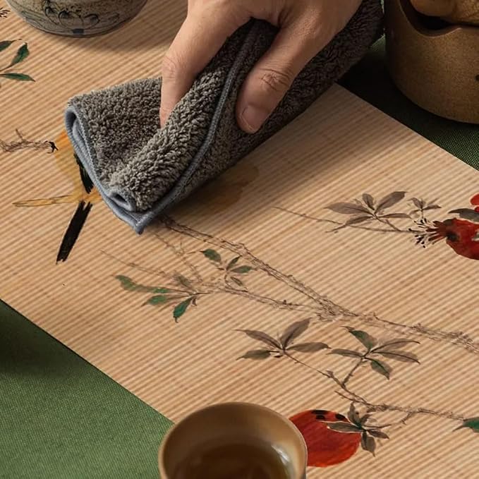 Asian Style Bamboo Table Runner, Ancient Chinese Paintings Zen Table Mat - Image 2