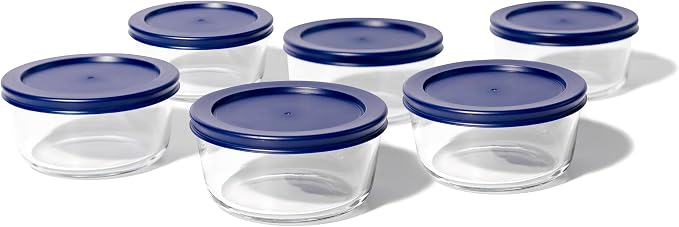 12-Piece Glass Food Storage Containers Set | 4-Cup, Leakproof | Microwave - Image 4