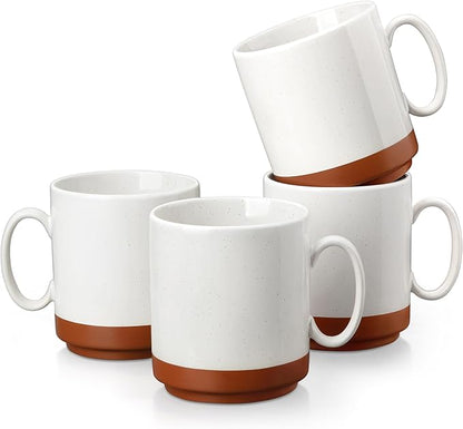 MALACASA 12oz Ceramic Coffee Mugs Set of 4, Stackable Coffee Cups by MALACASA
