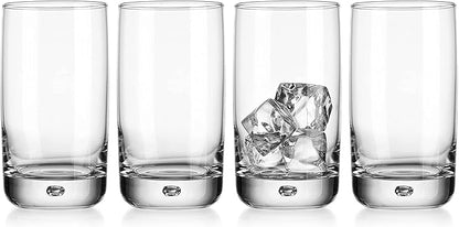 Set of 4 Highball Glasses 16 Oz Collins Cocktail Drinking Glass Cups, Bubble Base Glassware for Water, Juice, Cocktails, Beer Pint Glasses, Modern Basic Tumblers.