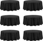 PureFit 6 Pack Round Black Table Cloths 120 Inch for Round Tables, Stain and Wrinkle Resistant Table Linens for Home Use, Wedding, Party, Banquet and Camping