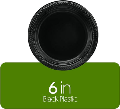 PLASTICPRO 200 PCS Black Plastic Plates Light Weight 6 Inch Plastic Dessert - Image 5