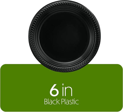 PLASTICPRO 100 PCS Small Black Plastic Plates, Light Weight 6 Inch Plastic - Image 5