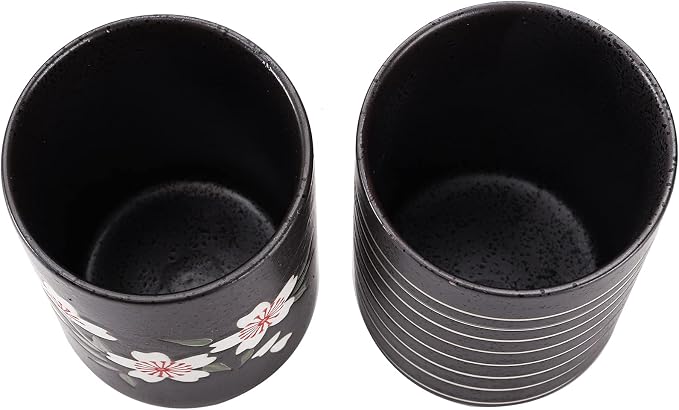 Hedume Set of 2 Japanese Tea Cups, 10oz Ceramic Teacup Mug, Japanese Cherry - Image 4
