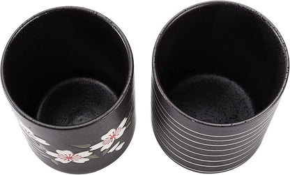 Hedume Set of 2 Japanese Tea Cups, 10oz Ceramic Teacup Mug, Japanese Cherry - Image 4