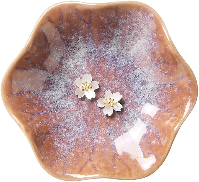 Lotus Leaf Shape Ring Holder Dish, Small Key Bowl, Ceramic Trinket Tray Jewelry by JAMEND+CLXP