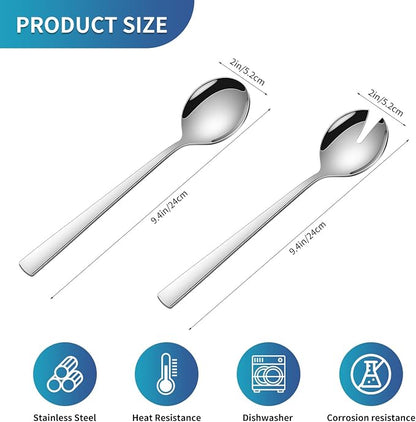 Salad Serving Utensils, 9.4 Inch Long Salad Spoon And Forks Serving Set of 2 - Image 2