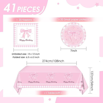 Pink Bow Party Decorations, Coquette Birthday Decorations Pink Bow Napinks - Image 2