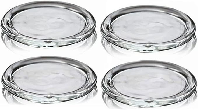 4 Pack Glass Candle Holder 3" Clear Beautiful Transparent Round Candle Plate… by Cumuiu