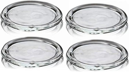4 Pack Glass Candle Holder 3" Clear Beautiful Transparent Round Candle Plate… by Cumuiu