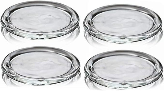 4 Pack Glass Candle Holder 3" Clear Beautiful Transparent Round Candle Plate… by Cumuiu