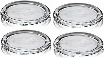4 Pack Glass Candle Holder 4" Clear Beautiful Transparent Round Candle Plate… by Cumuiu
