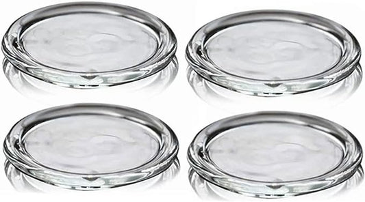 4 Pack Glass Candle Holder 4" Clear Beautiful Transparent Round Candle Plate… by Cumuiu
