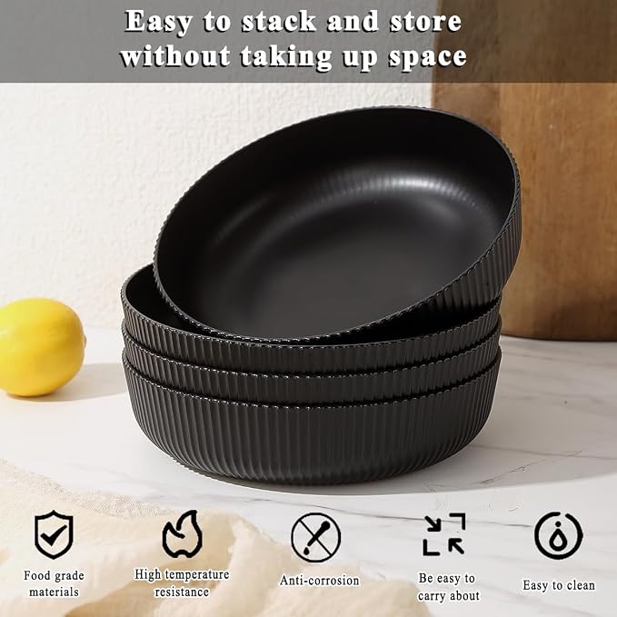 Kyraton Pasta Bowls Set of 4, 37oz Salad Bowls Soup Bowls Large Pasta Serving - Image 4