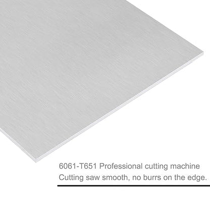 6061 T651 Aluminum Sheet Metal 8" x 12" x 1/8"(0.125") Thin Plate With Protective Film - 3MM Heat Treatable Rectangle for Crafting, Industry