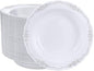 DaYammi 50 Pack Plastic Bowls with Silver Rim, 12oz Disposable Soup Bowls,Silver bowls Disposable Heavy Duty Dinner Bowl for Wedding,Plastic Serving bowls for Parties,Dinners,Catering and Everyday Use