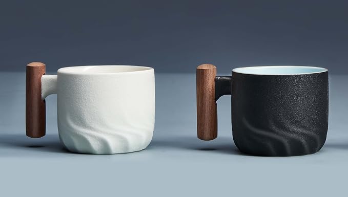 Ceramic Espresso Cup with Wooden Handle, Microwave Safe, 2.08x1.85in, Hand Wash - Image 2