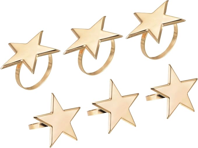uxcell Metal Napkin Rings Set of 6, Star Napkin Ring Holder Buckle by uxcell
