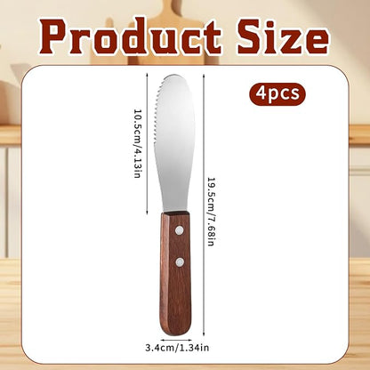 4 Pack Butter Spreader Knife Stainless Steel Cream Cheese Spreader - Image 2