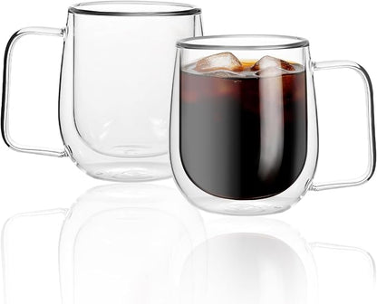 Aurzen 2 Pack Double Walled Glass Coffee Mugs by Aurzen