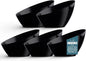 Posh Setting Black Plastic Serving Bowls Disposable - Angled Bowls - Angled Candy Bowl - Plastic Snacks & Chip Bowls for Parties - Black, Gold & Clear, White Serving Dishes, 8 OZ, 5 Pack