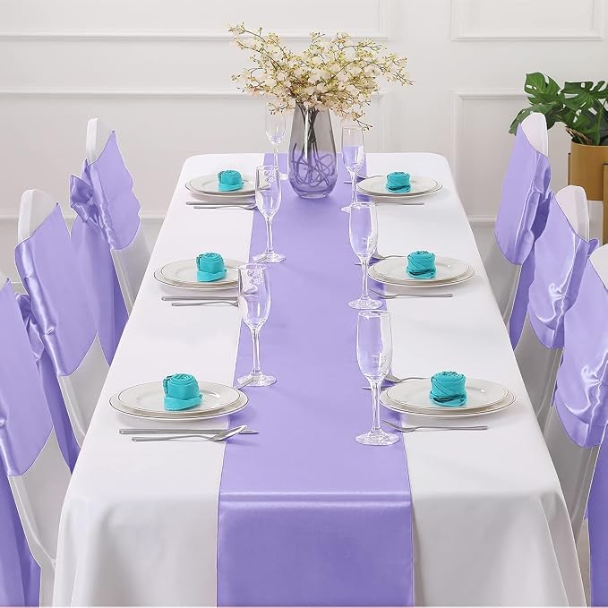 Horbaunal 24 Pack Lavender Satin Table Runner 12 x 108 Inch | Smooth Table - Image 2