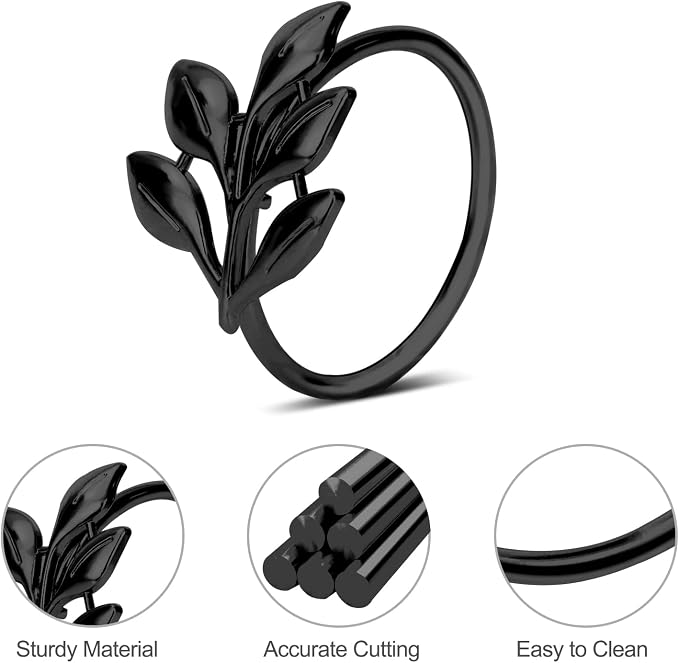 KPOSIYA Set of 12 Leaf Napkin Rings Metal Gold Napkin Holder Table Napkin Rings - Image 4