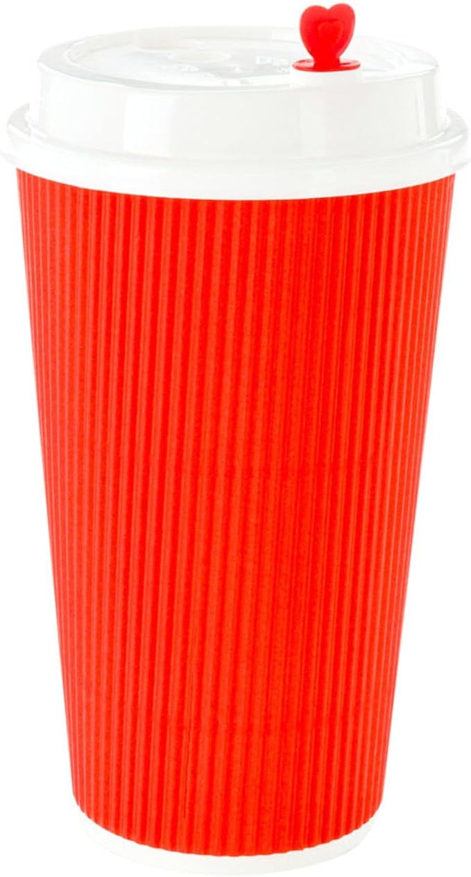 Restaurantware 16 Ounce Ripple Wall Disposable Coffee Cups, 500 Insulated Red - Image 6