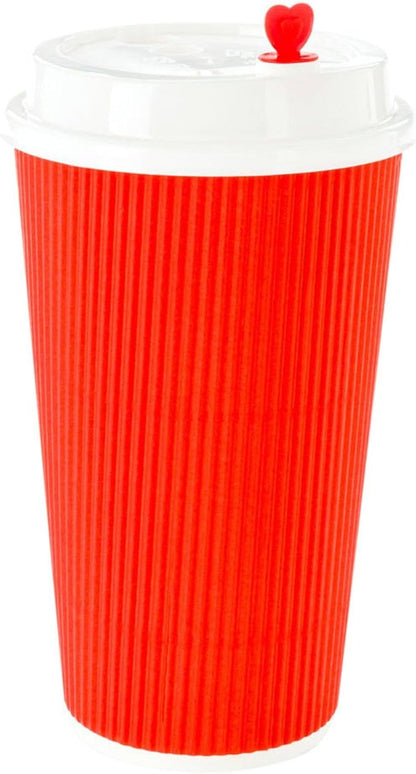 Restaurantware 16 Ounce Ripple Wall Disposable Coffee Cups, 500 Insulated Red - Image 6